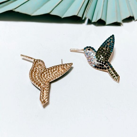 Diamond bird stud earrings S83 - Picture 2 of 3